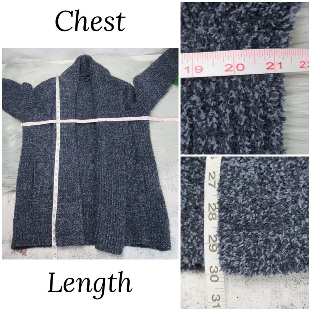 BAREFOOT DREAMS Blue CozyChic Cabin Cable Knit Cardigan Women’s Size Small